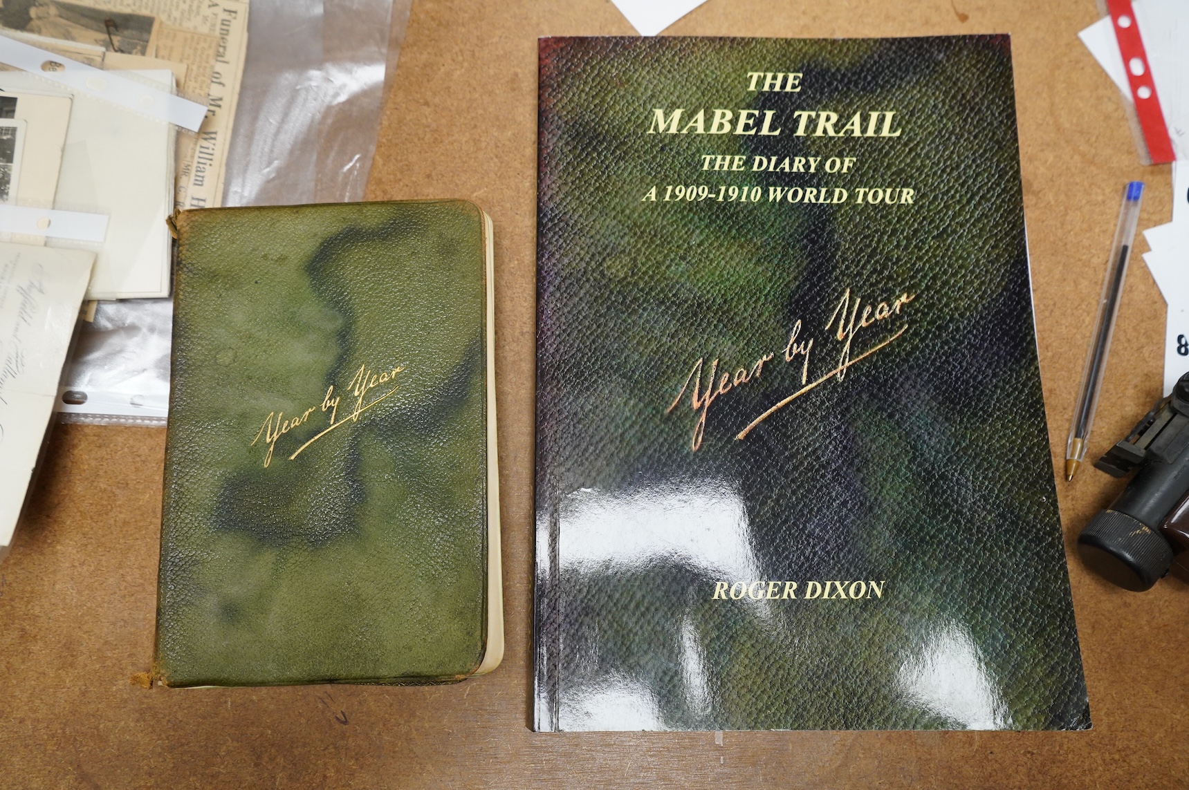 World Tour - the original Manuscript Diary of Mable Dixon accompanying her father Joseph on an extensive tour by steamship, July 1909 - April 1910. Some 264pp. used in a Walker's 